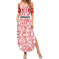 Custom German European Football Champions Summer Maxi Dress Abstract Lightning Rot Weiss