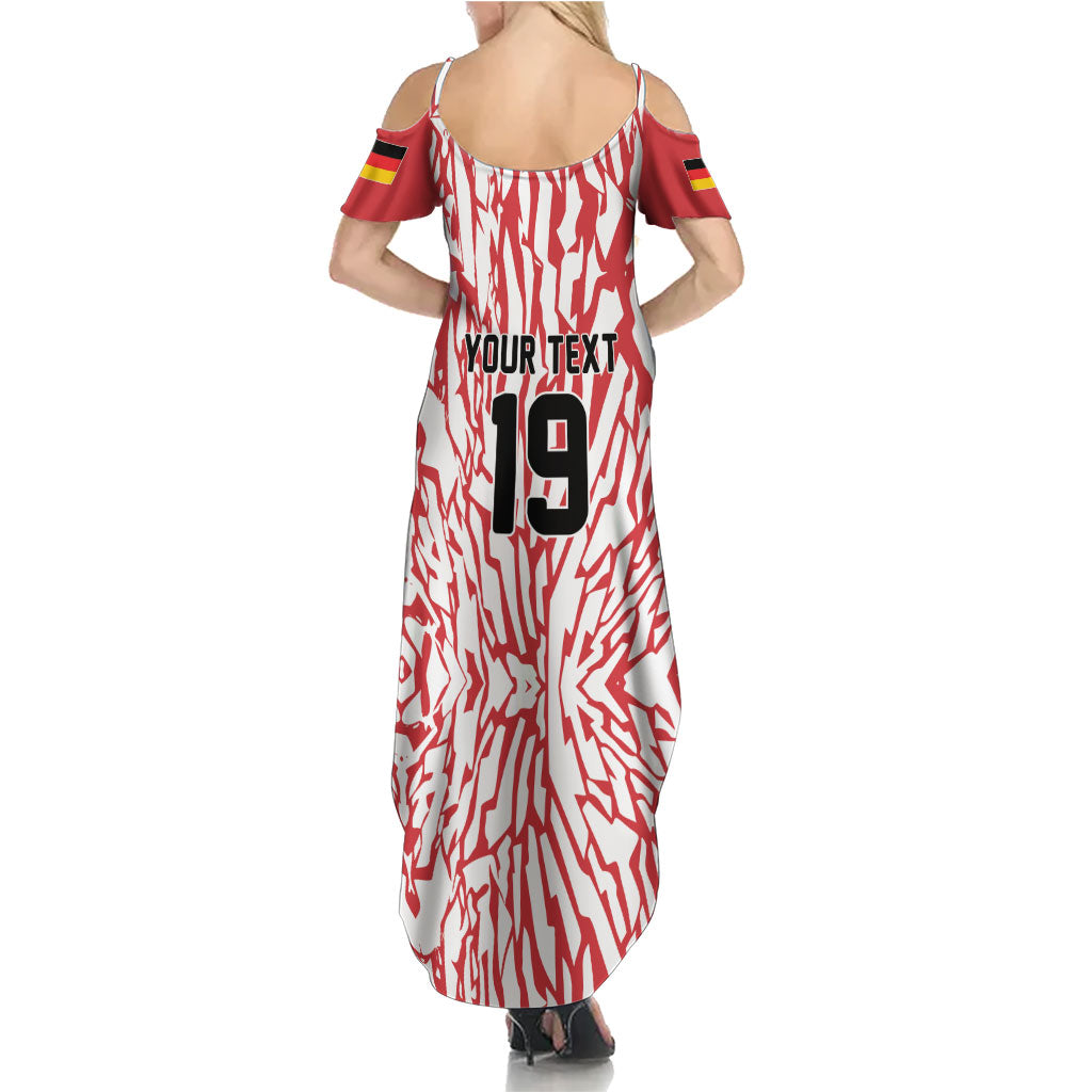 Custom German European Football Champions Summer Maxi Dress Abstract Lightning Rot Weiss