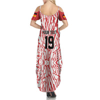 Custom German European Football Champions Summer Maxi Dress Abstract Lightning Rot Weiss