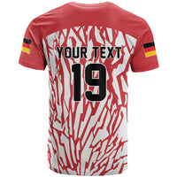 Custom German European Football Champions T Shirt Abstract Lightning Rot Weiss