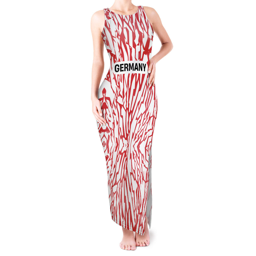 Custom German European Football Champions Tank Maxi Dress Abstract Lightning Rot Weiss