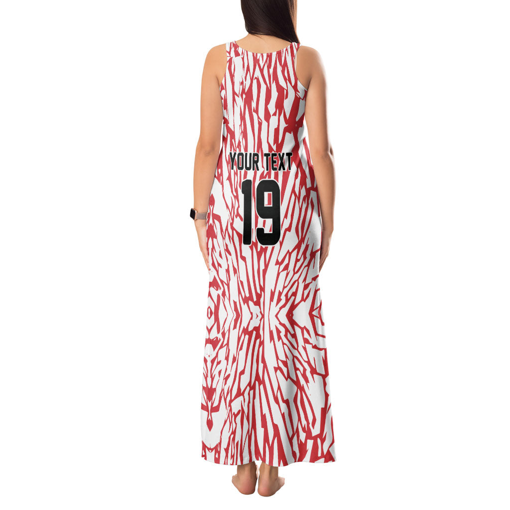 Custom German European Football Champions Tank Maxi Dress Abstract Lightning Rot Weiss