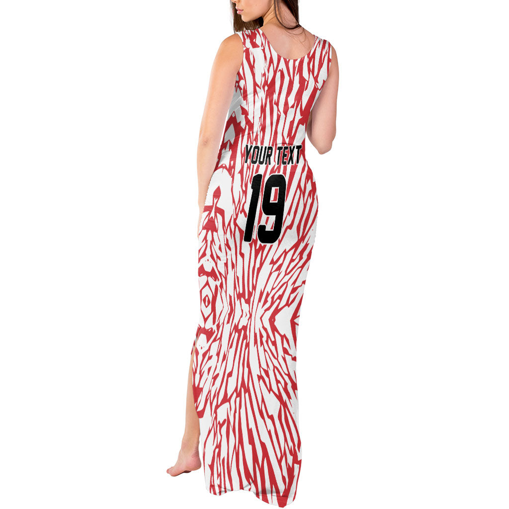 Custom German European Football Champions Tank Maxi Dress Abstract Lightning Rot Weiss