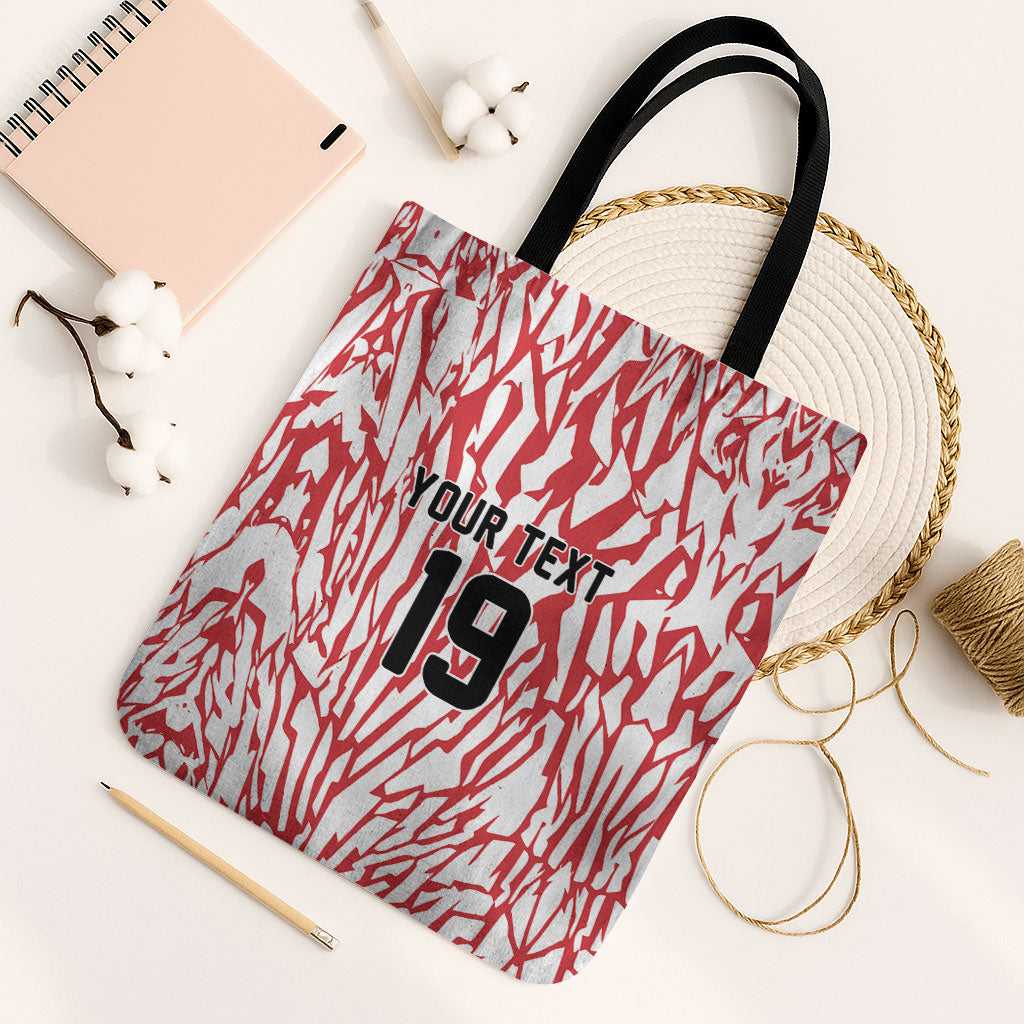 Custom German European Football Champions Tote Bag Abstract Lightning Rot Weiss