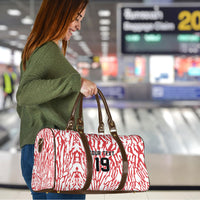 Custom German European Football Champions Travel Bag Abstract Lightning Rot Weiss