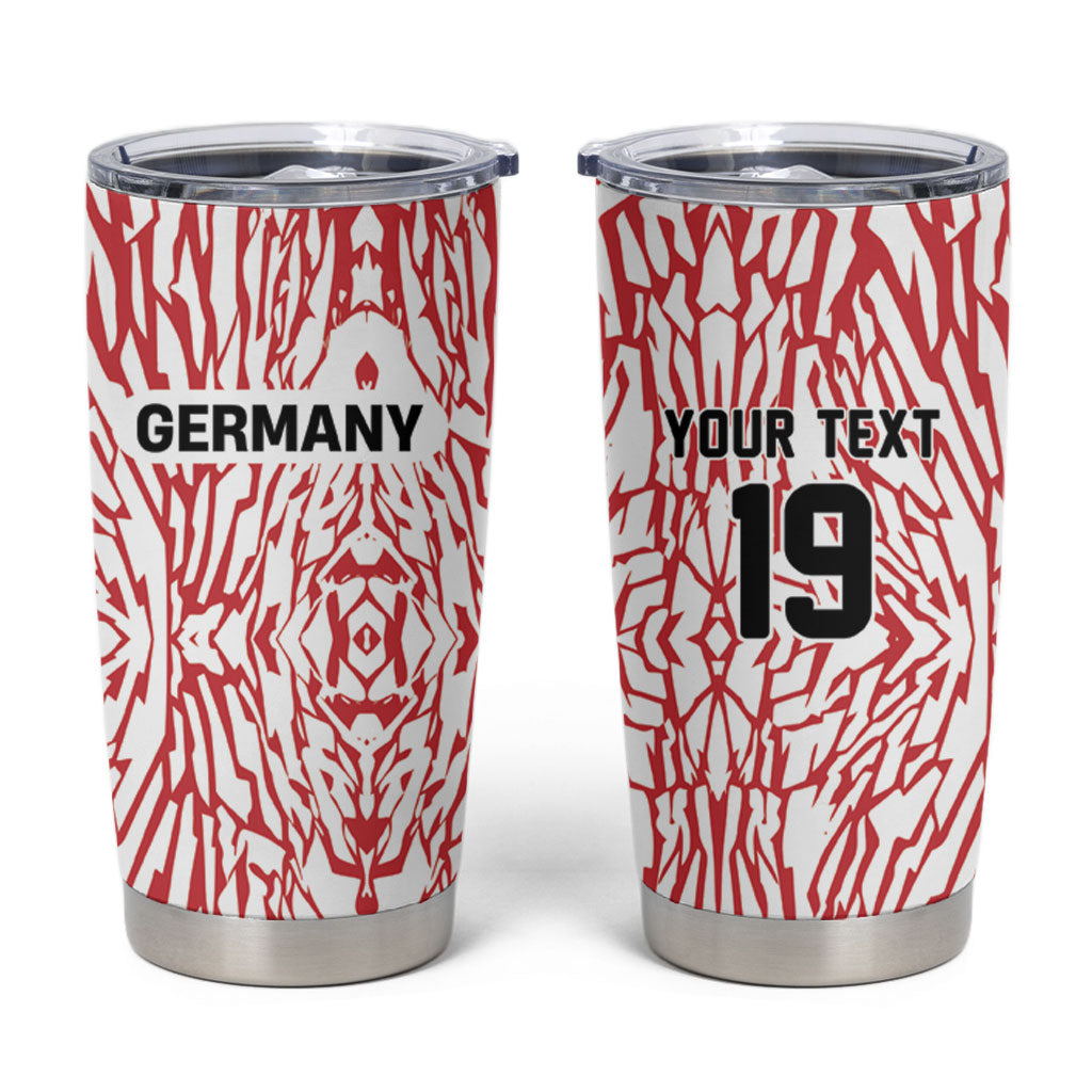 Custom German European Football Champions Tumbler Cup Abstract Lightning Rot Weiss