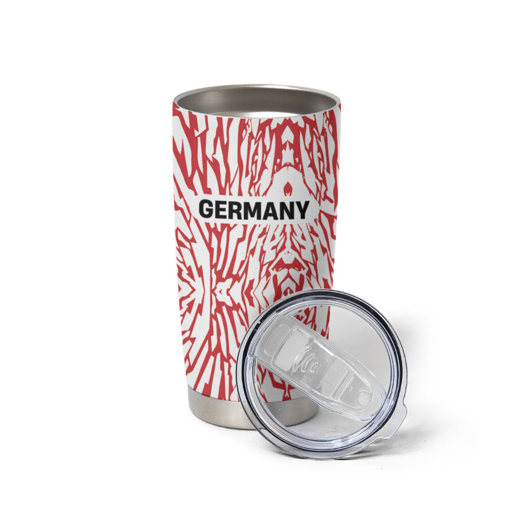 Custom German European Football Champions Tumbler Cup Abstract Lightning Rot Weiss