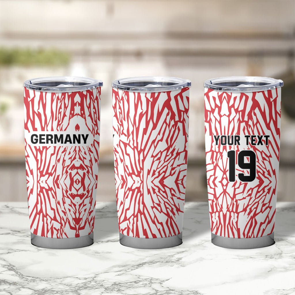 Custom German European Football Champions Tumbler Cup Abstract Lightning Rot Weiss