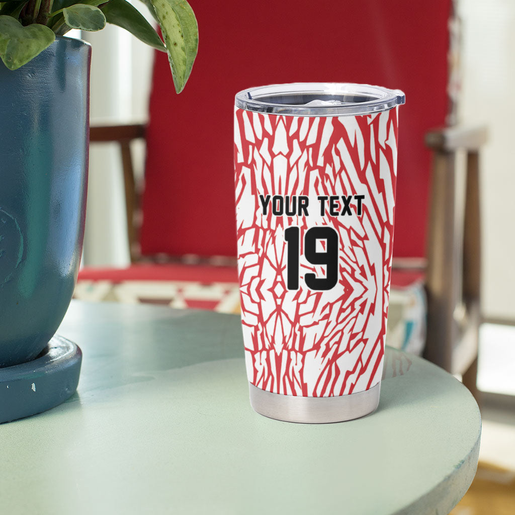 Custom German European Football Champions Tumbler Cup Abstract Lightning Rot Weiss