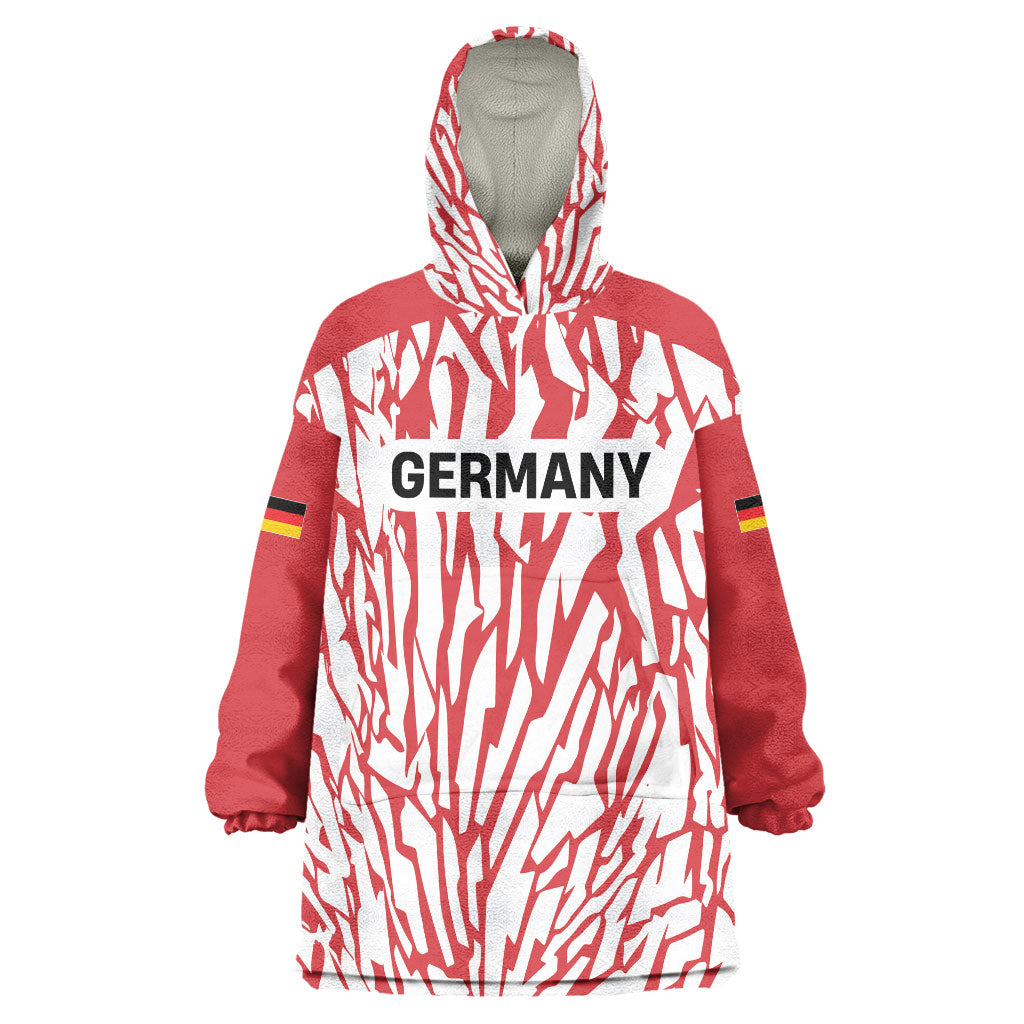 Custom German European Football Champions Wearable Blanket Hoodie Abstract Lightning Rot Weiss