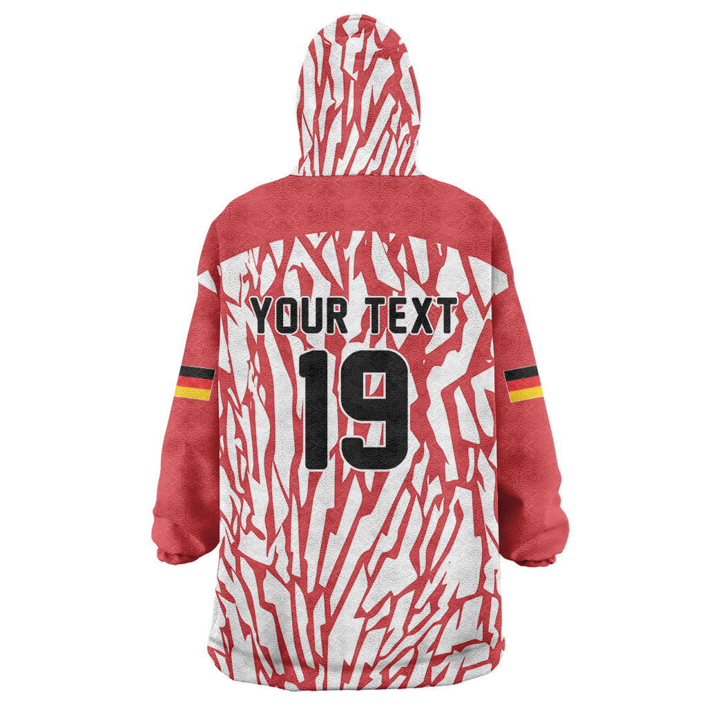 Custom German European Football Champions Wearable Blanket Hoodie Abstract Lightning Rot Weiss