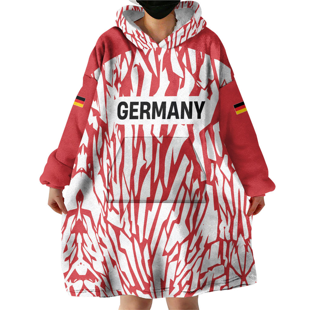 Custom German European Football Champions Wearable Blanket Hoodie Abstract Lightning Rot Weiss