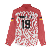 Custom German European Football Champions Women Casual Shirt Abstract Lightning Rot Weiss