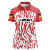 Custom German European Football Champions Women Polo Shirt Abstract Lightning Rot Weiss