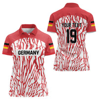 Custom German European Football Champions Women Polo Shirt Abstract Lightning Rot Weiss