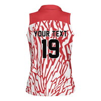 Custom German European Football Champions Women Sleeveless Polo Shirt Abstract Lightning Rot Weiss