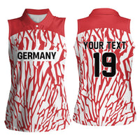 Custom German European Football Champions Women Sleeveless Polo Shirt Abstract Lightning Rot Weiss
