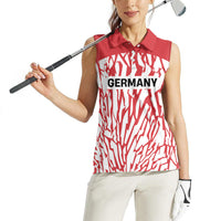 Custom German European Football Champions Women Sleeveless Polo Shirt Abstract Lightning Rot Weiss
