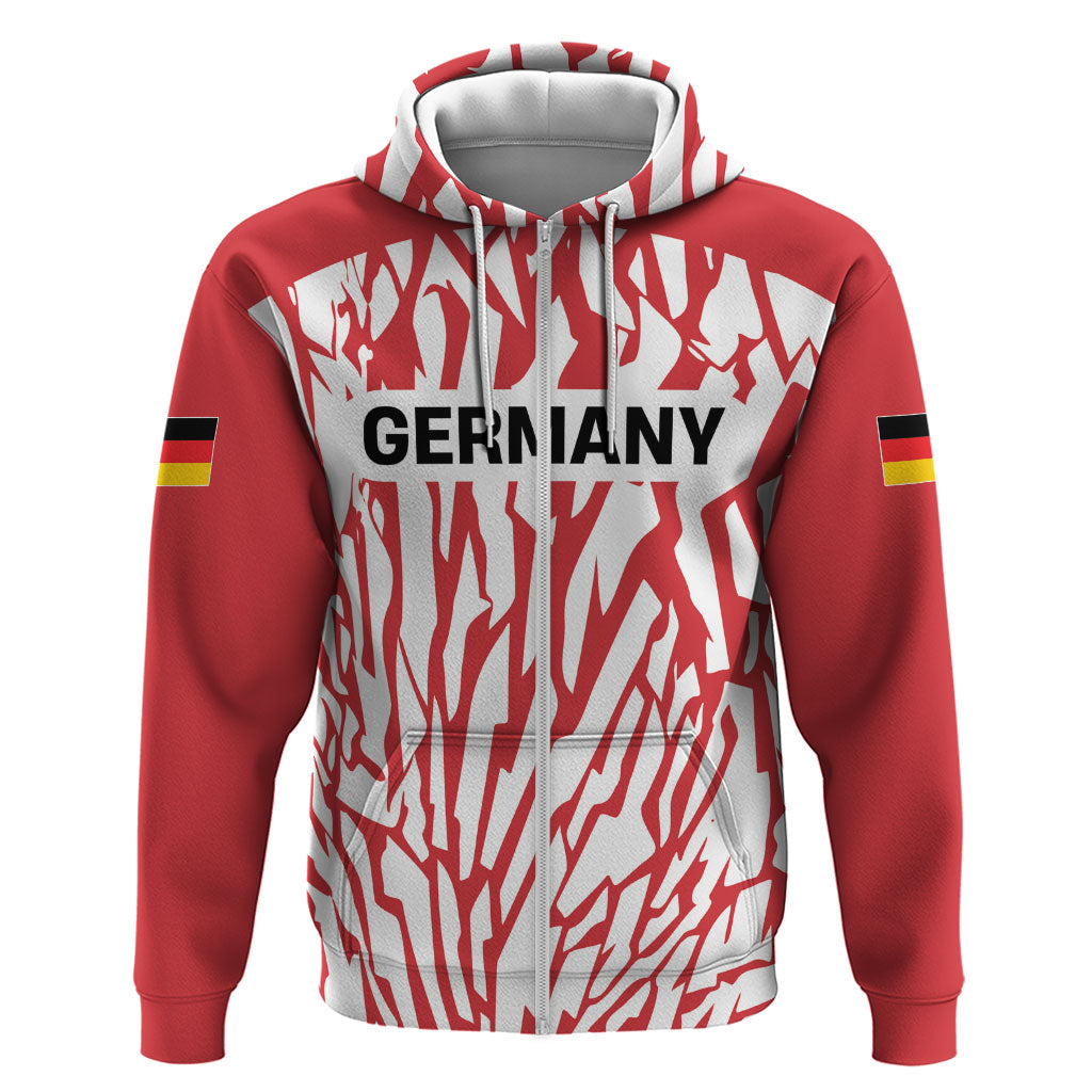 Custom German European Football Champions Zip Hoodie Abstract Lightning Rot Weiss