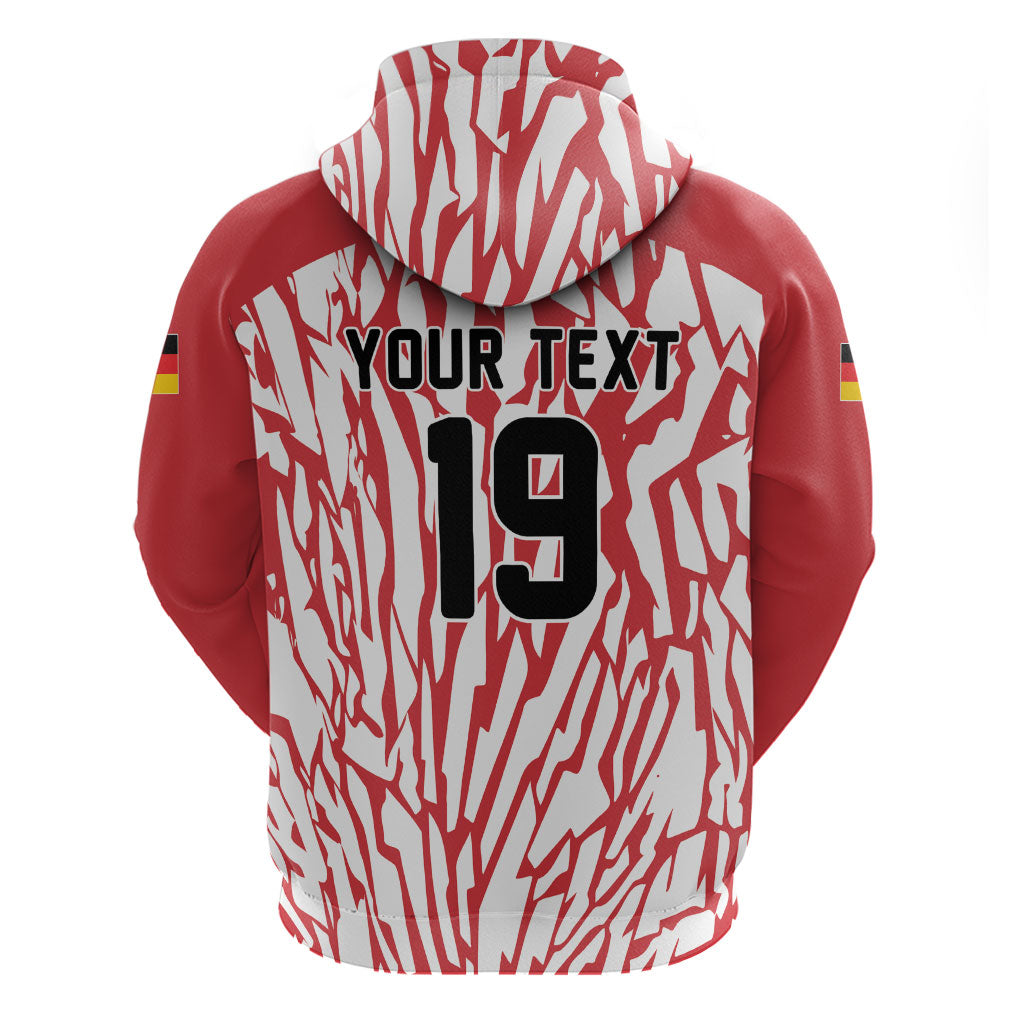 Custom German European Football Champions Zip Hoodie Abstract Lightning Rot Weiss