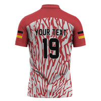 Custom German European Football Champions Zipper Polo Shirt Abstract Lightning Rot Weiss