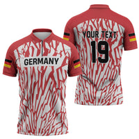 Custom German European Football Champions Zipper Polo Shirt Abstract Lightning Rot Weiss