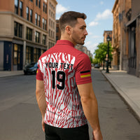 Custom German European Football Champions Zipper Polo Shirt Abstract Lightning Rot Weiss