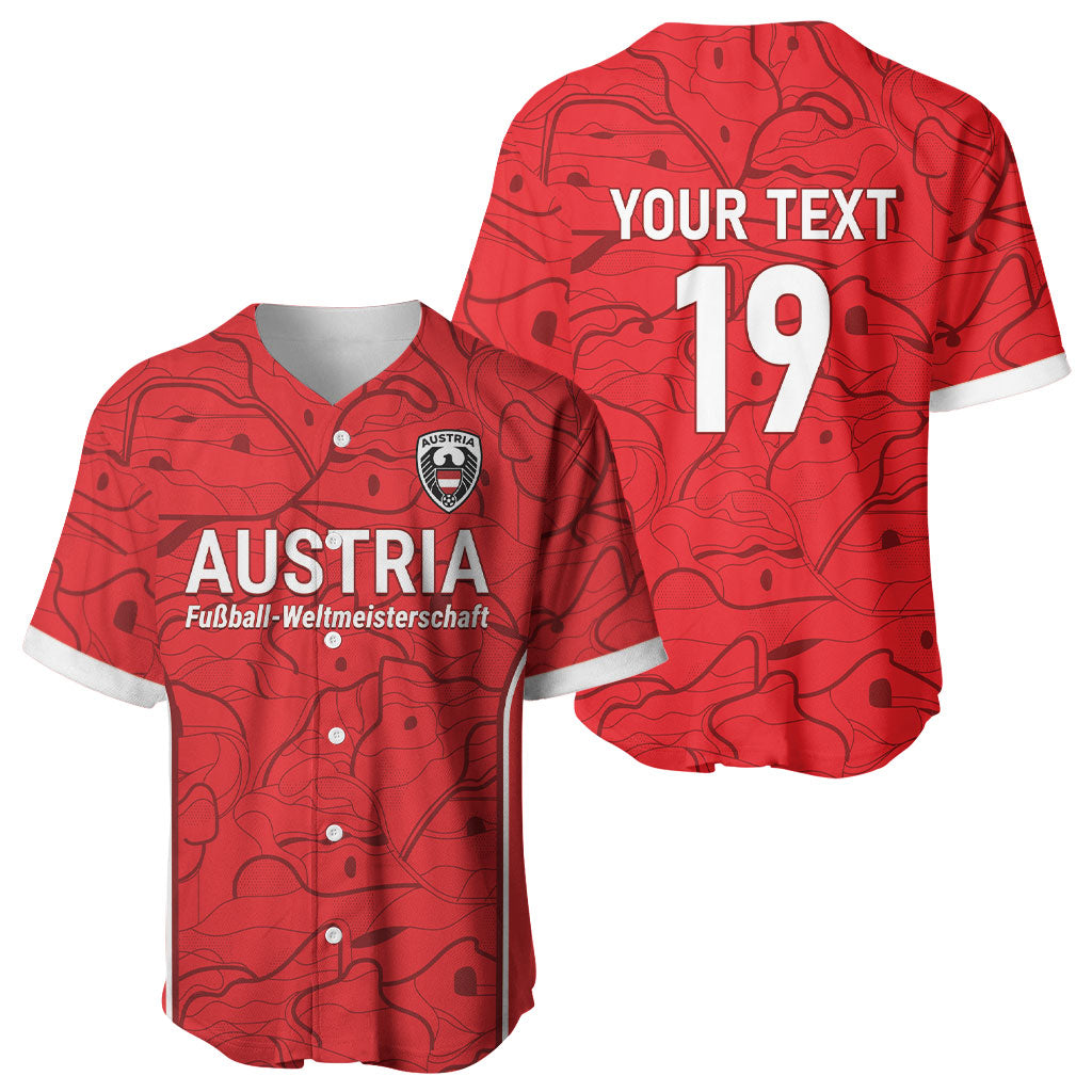 Custom World Football 2026 Austria Baseball Jersey Fussball WM Gemma Burschen Red Glory