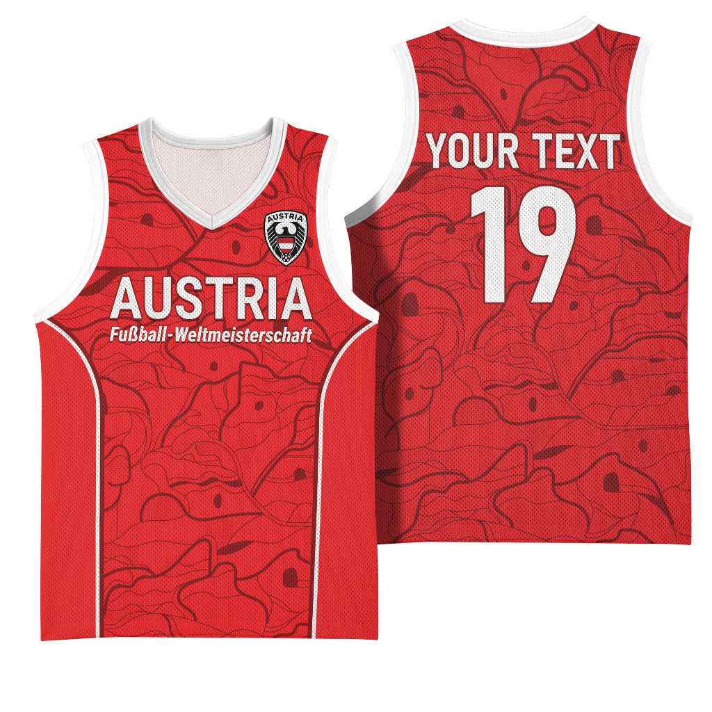 Custom World Football 2026 Austria Basketball Jersey Fussball WM Gemma Burschen Red Glory