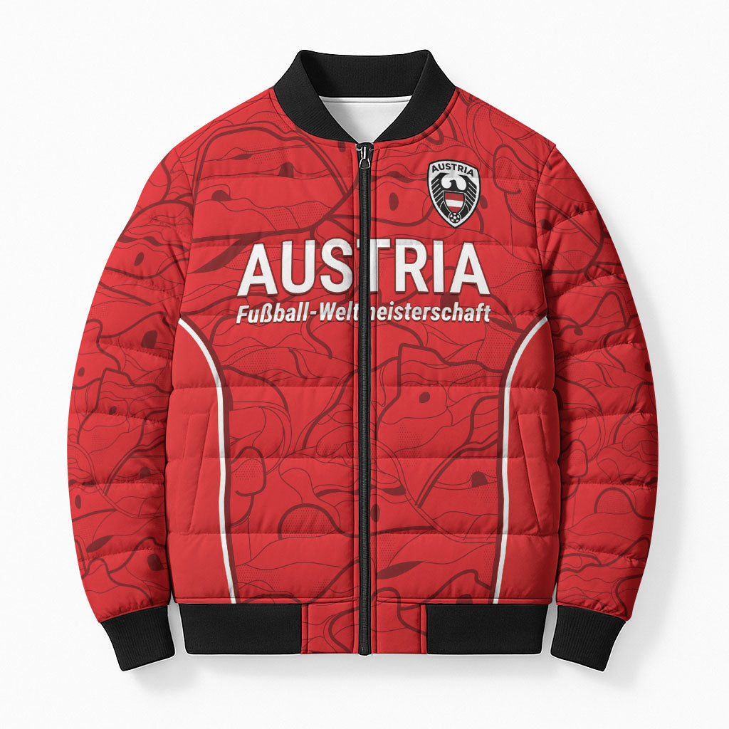 Custom World Football 2026 Austria Bomber Puffer Jacket Fussball WM Gemma Burschen Red Glory