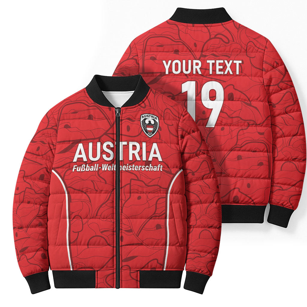 Custom World Football 2026 Austria Bomber Puffer Jacket Fussball WM Gemma Burschen Red Glory