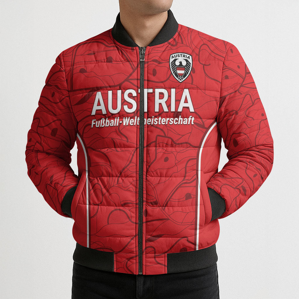 Custom World Football 2026 Austria Bomber Puffer Jacket Fussball WM Gemma Burschen Red Glory