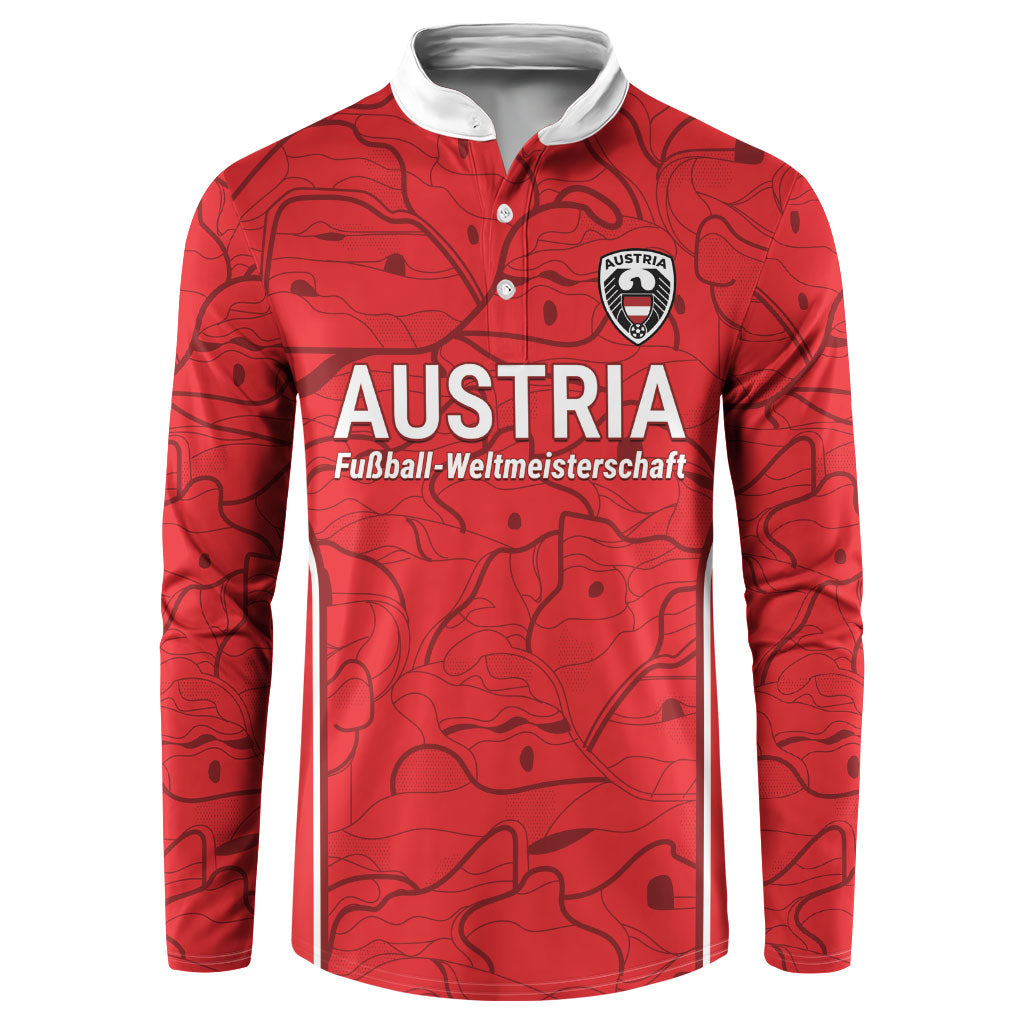 Custom World Football 2026 Austria Button Sweatshirt Fussball WM Gemma Burschen Red Glory