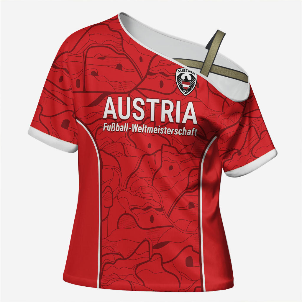 Custom World Football 2026 Austria Cross Shoulder Shirt Fussball WM Gemma Burschen Red Glory