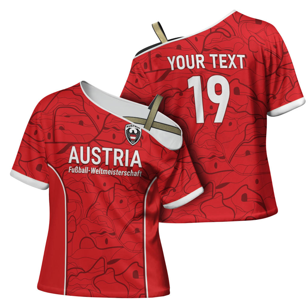 Custom World Football 2026 Austria Cross Shoulder Shirt Fussball WM Gemma Burschen Red Glory