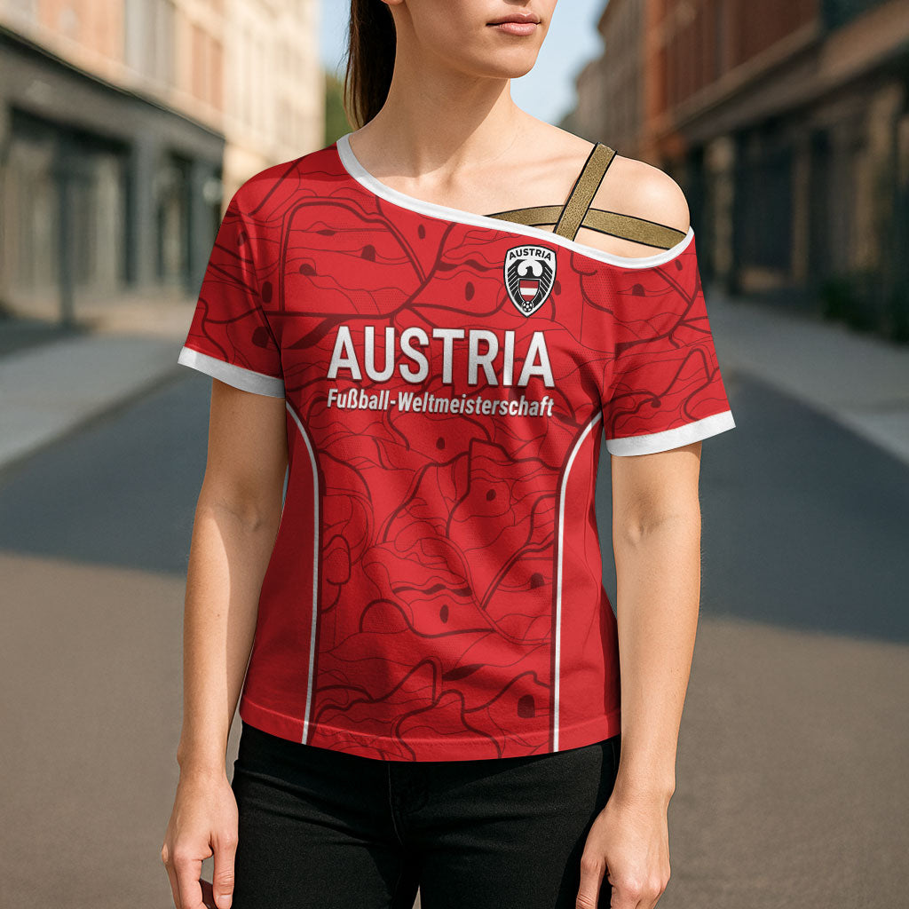 Custom World Football 2026 Austria Cross Shoulder Shirt Fussball WM Gemma Burschen Red Glory