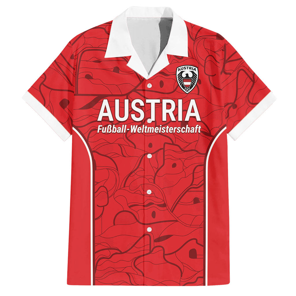 Custom World Football 2026 Austria Hawaiian Shirt Fussball WM Gemma Burschen Red Glory