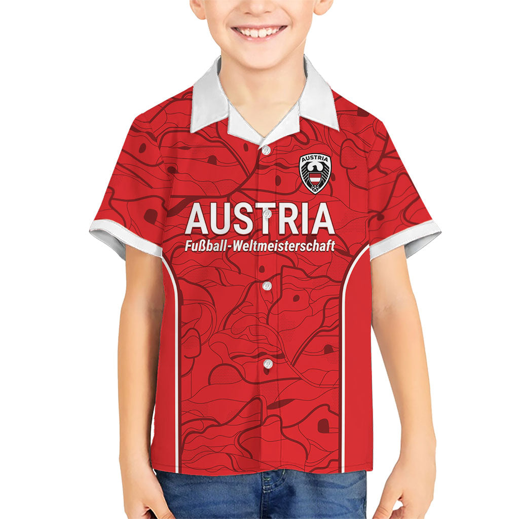 Custom World Football 2026 Austria Hawaiian Shirt Fussball WM Gemma Burschen Red Glory