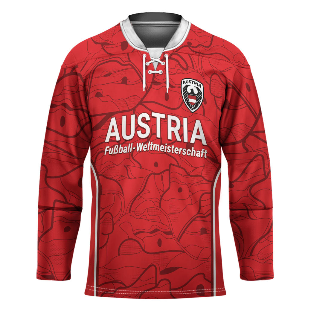 Custom World Football 2026 Austria Hockey Jersey Fussball WM Gemma Burschen Red Glory