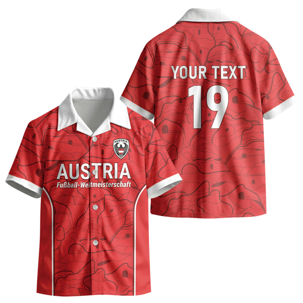 Custom World Football 2026 Austria Kid Hawaiian Shirt Fussball WM Gemma Burschen Red Glory LT19