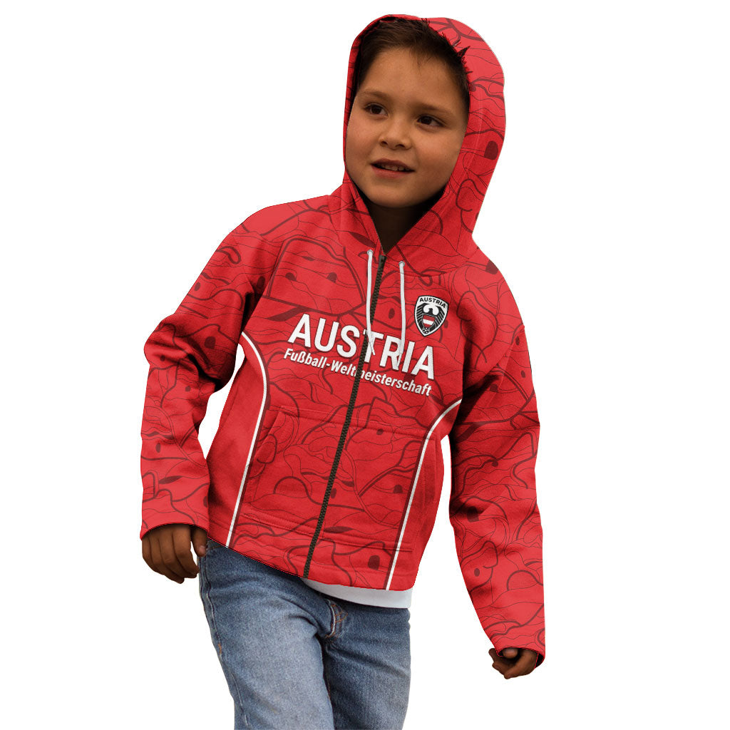 Custom World Football 2026 Austria Kid Hoodie Fussball WM Gemma Burschen Red Glory