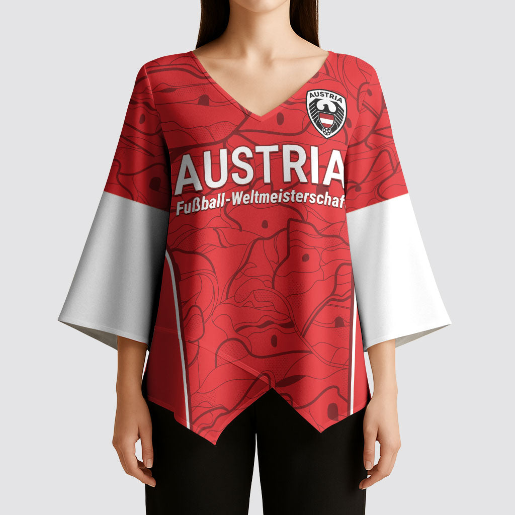 Custom World Football 2026 Austria Kimono Sleeve Blouse Fussball WM Gemma Burschen Red Glory