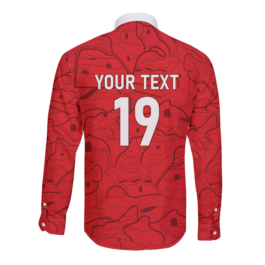 Custom World Football 2026 Austria Long Sleeve Button Shirt Fussball WM Gemma Burschen Red Glory