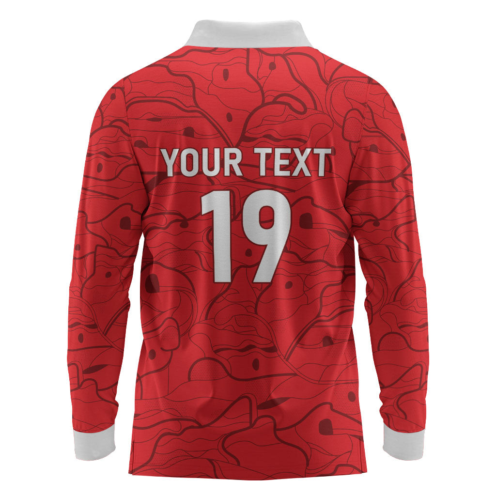 Custom World Football 2026 Austria Long Sleeve Polo Shirt Fussball WM Gemma Burschen Red Glory