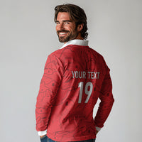 Custom World Football 2026 Austria Long Sleeve Polo Shirt Fussball WM Gemma Burschen Red Glory
