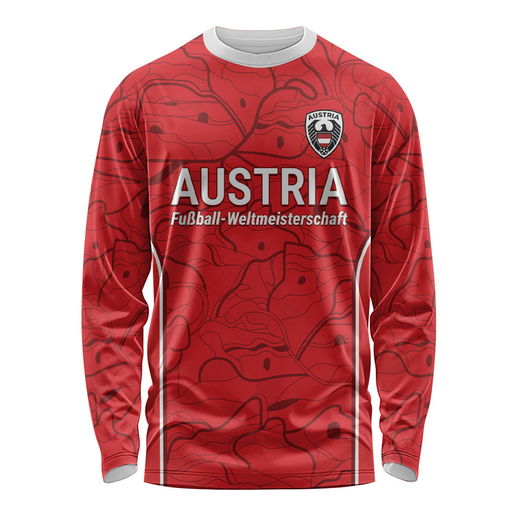 Custom World Football 2026 Austria Long Sleeve Shirt Fussball WM Gemma Burschen Red Glory