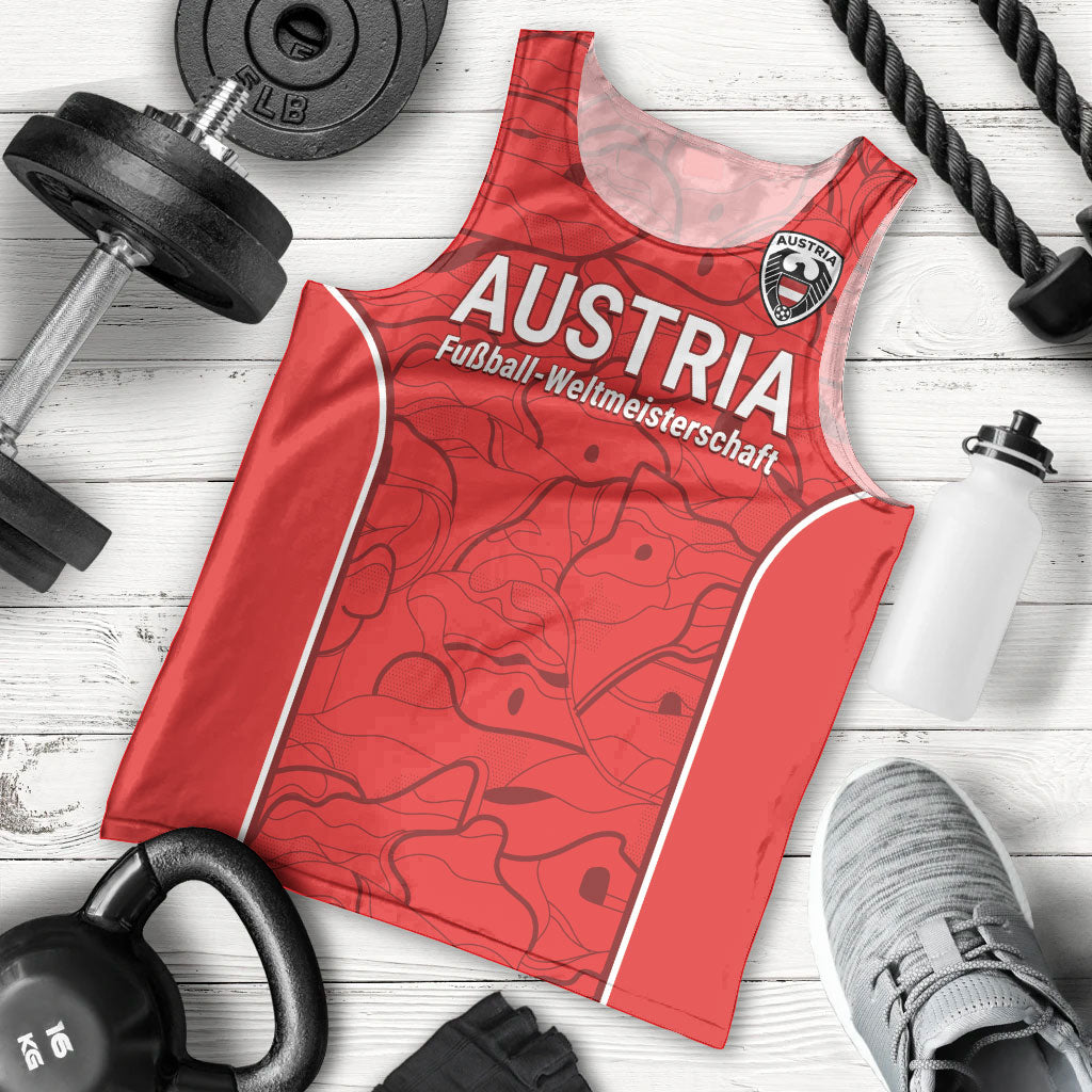 Custom World Football 2026 Austria Men Tank Top Fussball WM Gemma Burschen Red Glory