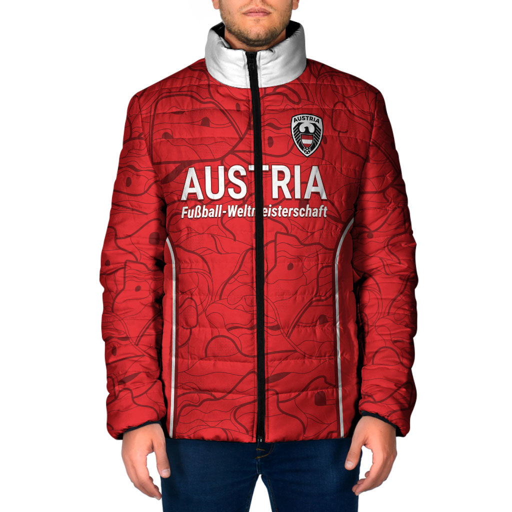Custom World Football 2026 Austria Padded Jacket Fussball WM Gemma Burschen Red Glory