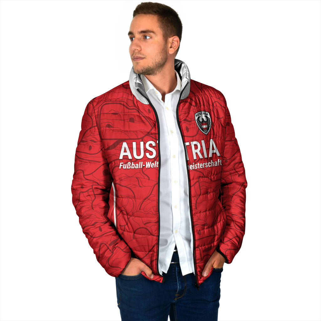 Custom World Football 2026 Austria Padded Jacket Fussball WM Gemma Burschen Red Glory