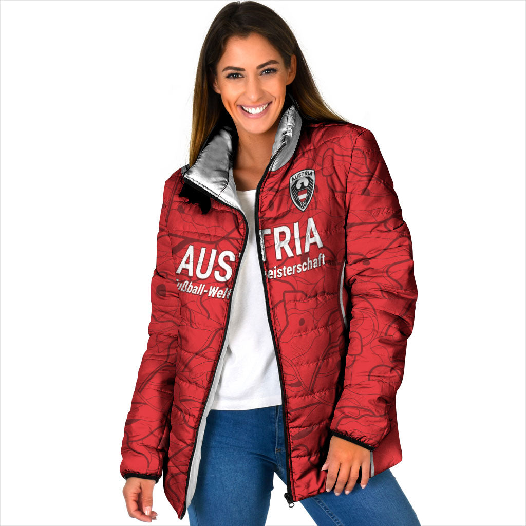 Custom World Football 2026 Austria Padded Jacket Fussball WM Gemma Burschen Red Glory